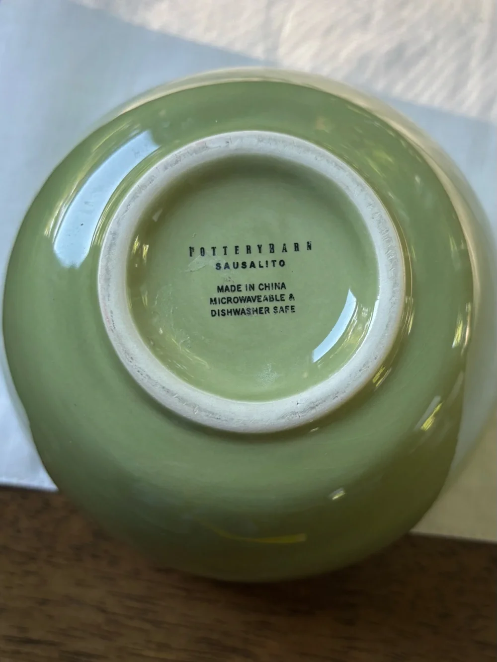 Pottery Barn Olive Green Ceramic Bowl 5” ‘Sausalito’
